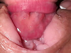 Sizzling fuckbox licking and close up cream colored fuck with roommate in pajamas