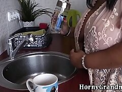 Big-chested grannie has anal sex