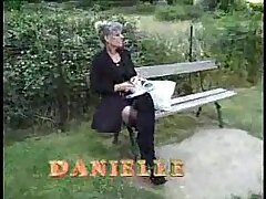 Crazy French Senior Mature boning in garden