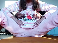 taunting diminutive hot sexy horny stepsister with smallish tits in pajama and taboo grope pussy