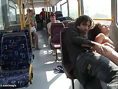 Lil' Euro babe fucks on a city bus