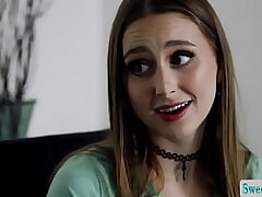 Towheaded lesbian teenies Emma Sirus and Kay Lovely pussy munching