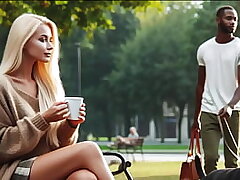 Cheating Milky Woman Meets Black Guy at the Park Audio Story Big black cock