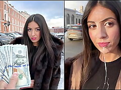 Sweetie ambles with cum on her face in public, for a generous prize from a stranger - Cumwalk