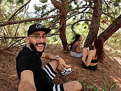 I go out to workout with my two pals and we end up having a threesome outdoors
