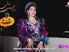 Milf cachonda determine ir a mi apartamento y no a su fiesta de Halloween - Gatidiosa