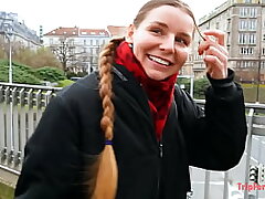 Spunk inwards a girl with a European braided hairstyle