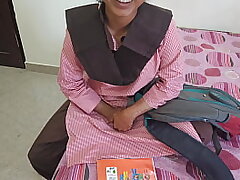 Steamy indian desi college girl was painfull porking with professor in coching guest room on dogy fashion and converse to Hindi audio
