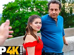 HUNT4K. Serina Gomez is taken by alien fellow in the face of her wimp husband