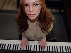 Music is joy when a student has no underpants &vert; piano lessons &vert; SEX with Educator &vert; jizm on face