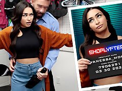 Corrupt Officer Catches A Beautiful Shoplifter And Takes Her To His Office For A Raunchy Cavity Search