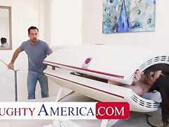Brown-haired Bombshell's Jiggly Pussy Gets Crammed To The Brim