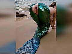 A stranger drilled a mermaid hard on the beach and ruined her tender rosy pucker widely opened with hard anal outdoors - pornography AI generated