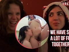 Ersties - Agave and Magena finger their hairy cunts in locker room