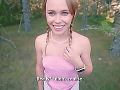 Fucking my stepsister's beaver in nature because I got a hard-on at the sight of her naked butt