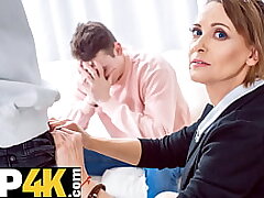TUTOR4K. Mature educator pays debt by suggesting dude her furry gash