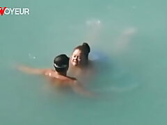 Beach Voyeur. Fortunate fellow caught Plumper size mermaid in the sea