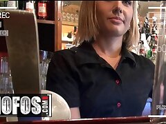 MOFOS - Horny Towheaded Barmaid Rihanna Samuel Deepthroats A Customer's Man rod Behind The Bar