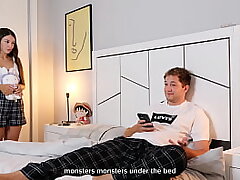 Stepbrother Porked Cherry Stepsister and Jism Inwards Her Tight Pussy! Sharing Bed with Step Sista (with subs)