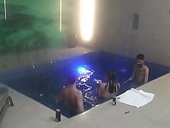 Threeway with buddies in the motel pool Part 2