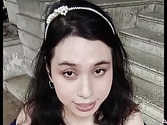 Sexy pinay transgender princess DaniTheCutie displays her udders in public and her ass inside the restroom