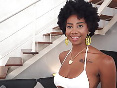 Perfect melon ebony, Ana Susage gets her rump & throat fucked by milky yam-sized prick (Anal, 0% pussy, deep throat, spit, rim, IR -BW/WM) OB382