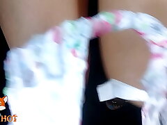 Showing my undergarments to the uber driver, and touching my vagina, he does not stop seeing his mirror.