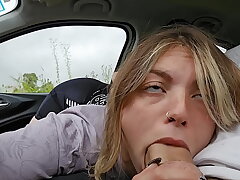 They find me GIVING A Deep throat TO MY STEPBROTHER IN THE CAR Jism Throat
