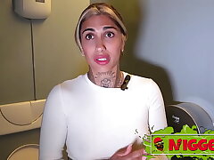 Bareback buttfuck sex, ass to mouth. Big black cock for mega-bitch Valeria del Rio, another multiracial on Nigged