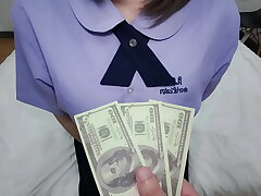 College girl lets stranger cum inside her cootchie for money