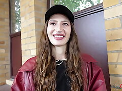 GERMAN SCOUT - Slender Ukrainian Girl Mari Moon accidentally cum in eye at Pick Up Casting Bang in Berlin