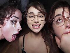 DADDYS FLOOR Slurping WHORE - She Made Him Cum In Her EYES