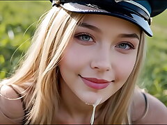 Hot Platinum-blonde Soldiers: Deep throating and Penetrating for Spunk (with cunny onanism ASMR sound!) Uncensored Anime porn