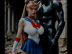 Sailor moon subdued the bad men 0 (AI-generated) (No live-action) (NSFW)