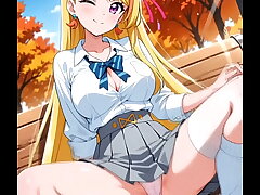 Manga porn Towheaded Girl Masturbate AI Generated