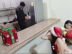 Christmas Trio with my big-bootied stepmother and my big-breasted daughter
