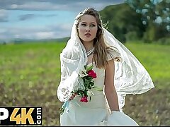 BRIDE4K. 3some with sexy teen bride with inborn tits in the van