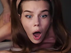 OMG, IT'S BIG! Small Legitimate Yo Teen STRUGGLES During Excruciating Assfuck Smash - ALINA FOXXX