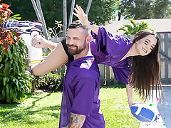 Game Day Gone Wild, Tiny Babe Rails Stepdad's Dick Harder Than She Cheered
