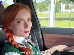 Brit College girl Deep-throated off a Stranger in Car, Invited Him Home to Plow and Fi...