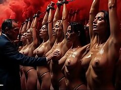 [AI-generated] Fuck-fest Rave (watch with sound) &vert; Obedient Slave Girls Store - Chained Damsels Body Inspection, Caressing & Selection