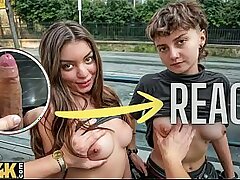 React: VIP4K. Two pretty Lezzies don't mind to having a 3 way with a stranger from the teach