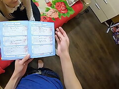 StepBrother Punished Cute Teen Schoolgirl dame Step-sister For Bad Examines &vert; POV & English Subtitles