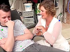 Oldnanny - Mature Grannie Seduces Horny Man In Garage