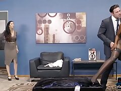 Black garb store worker takes care of hard client