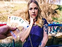 Light-haired Ultra-cutie Takes Cash to Ditch Boyfriend for a Public Internal ejaculation