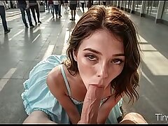 A thin bitch, without any embarrassment, asked to be romped in public at the airport [AI]