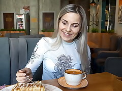 Remote Controlled Hitachi In Crowded Cafe - Letty Dark-hued