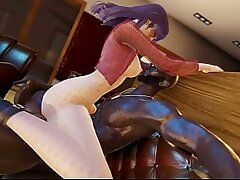 Commander's Carnal Conquest - Misato Straddling a Enormous Member in a Heat-Fueled Tryst