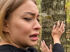 insatiable junkie was watching the lady ! then he fucked her in the woods
